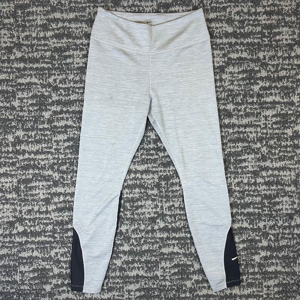 Nike Dri-FIT Leggings Womens Large Grey Good Mesh Panel AT1102-068 Activewear